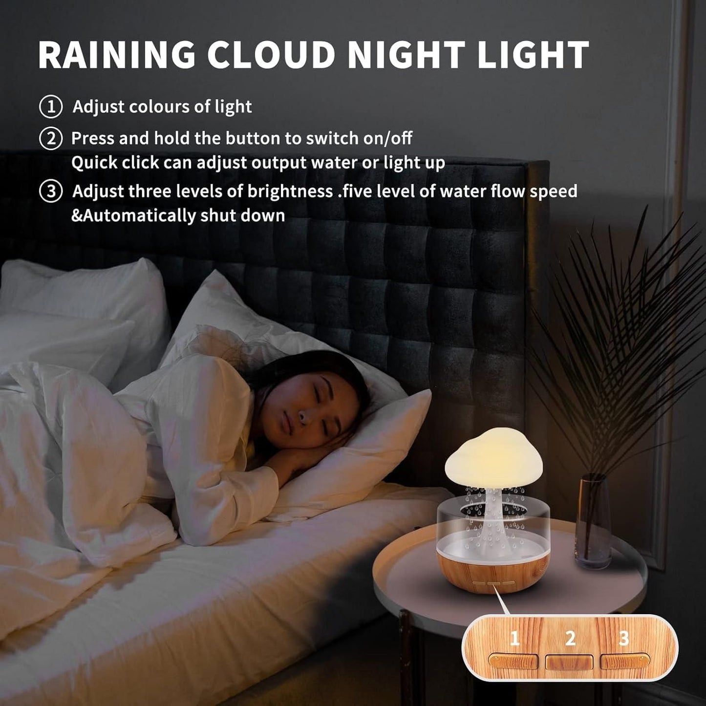Rain Cloud Humidifier with RGB Night Light